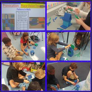 Students looked for patterns in place value as they created Place Value Towers.